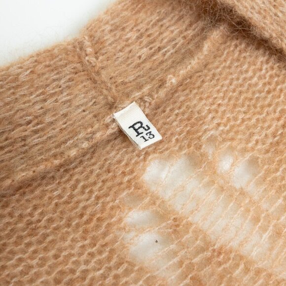 R13 Long Cardigan Mohair Wool Oversized Sweater Camel Brown Soft NEW - Picture 5 of 16